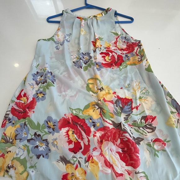 KENAR floral with blue  sleeveless long top, ladies size small. So colourful - Picture 2 of 7